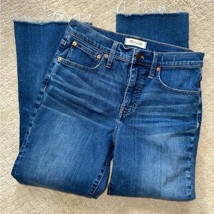 Madewell Cali Demi Boot Jeans in Deep Blue with Raw hem